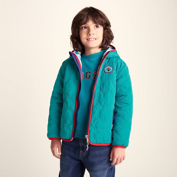 Arapawa Shaun the Sheep Kids Insulated Quilted Coat Microfleece Lining - Peacock Green
