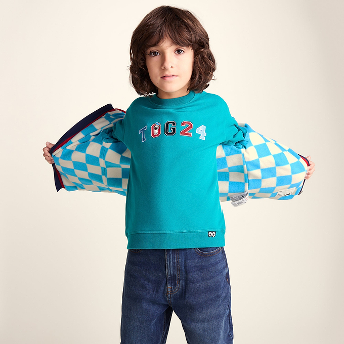 Arapawa Shaun the Sheep Kids Insulated Quilted Coat Microfleece Lining - Peacock Green