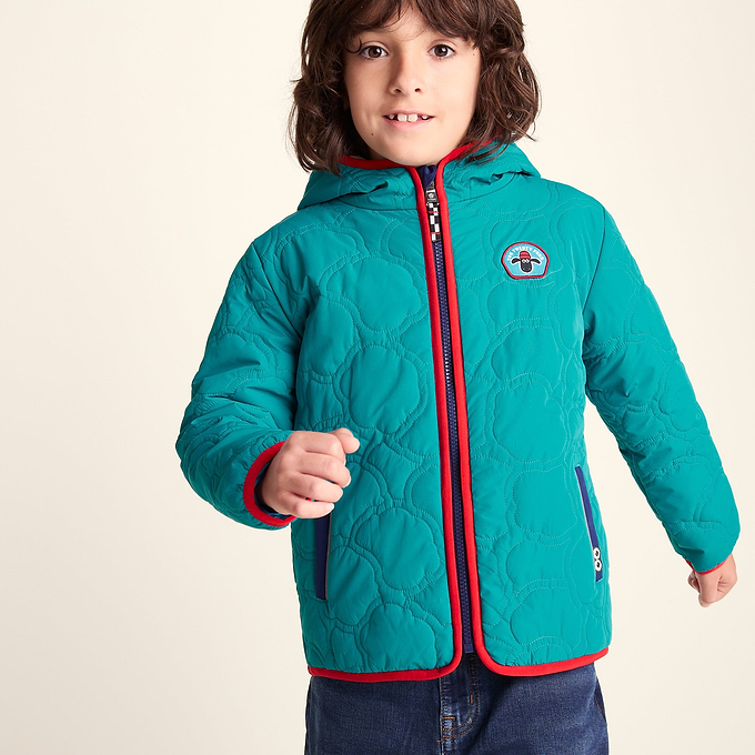 Arapawa Shaun the Sheep Kids Insulated Quilted Coat Microfleece Lining - Peacock Green