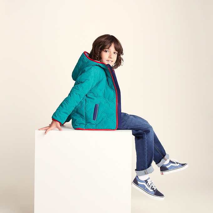 Arapawa Shaun the Sheep Kids Insulated Quilted Coat Microfleece Lining - Peacock Green