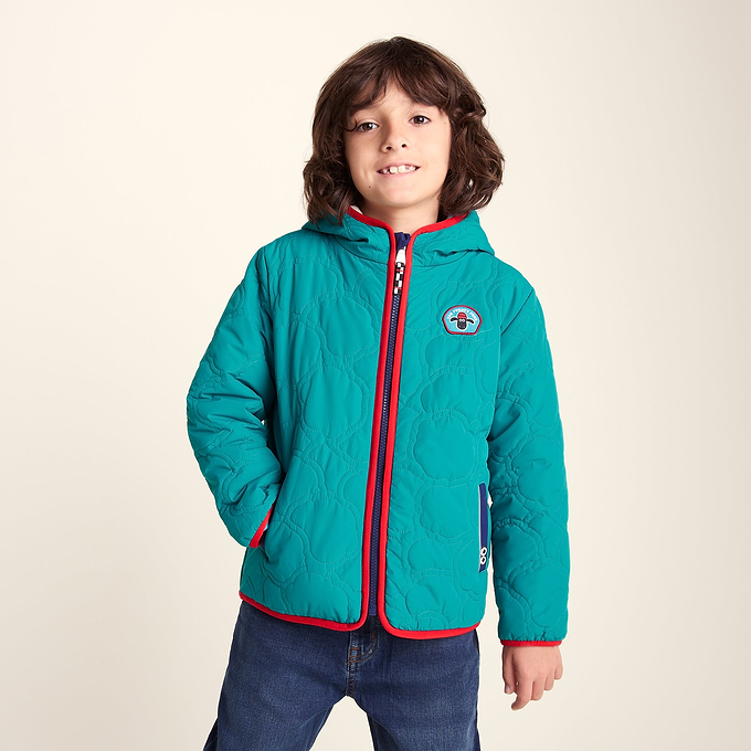 Arapawa Shaun the Sheep Kids Insulated Quilted Coat Microfleece Lining - Peacock Green