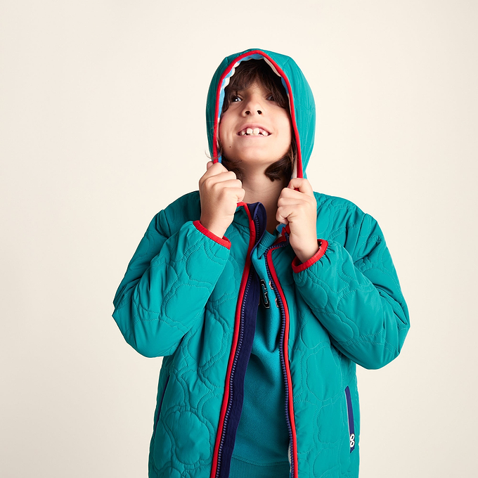 Arapawa Shaun the Sheep Kids Insulated Quilted Coat Microfleece Lining - Peacock Green