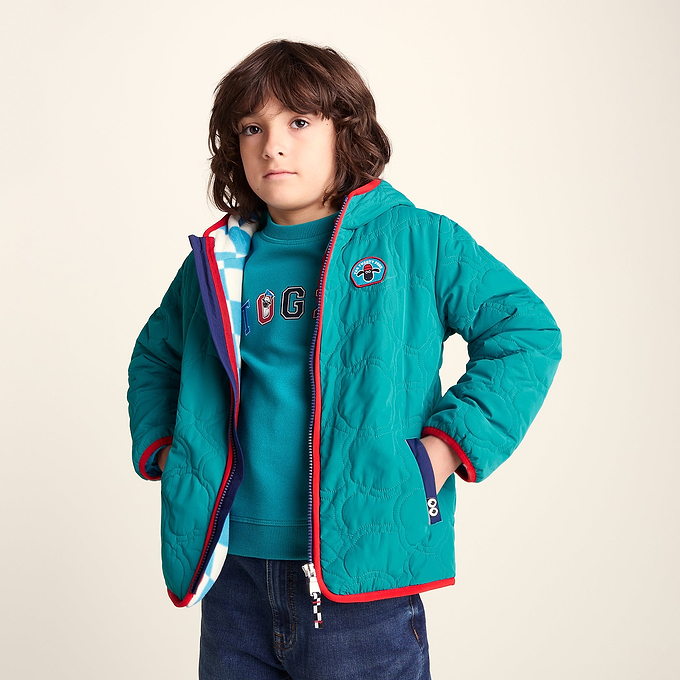 Arapawa Shaun the Sheep Kids Insulated Quilted Coat Microfleece Lining - Peacock Green