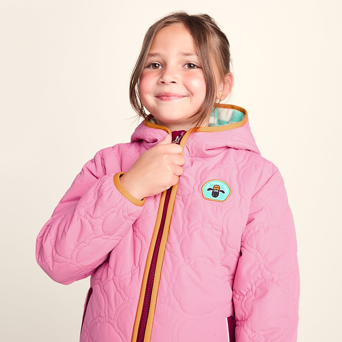 Arapawa Shaun the Sheep Kids Insulated Quilted Coat Microfleece Lining - Candy Floss Pink