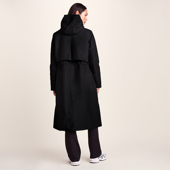 Ari Womens Longline Waterproof Insulated Trench Coat - Black