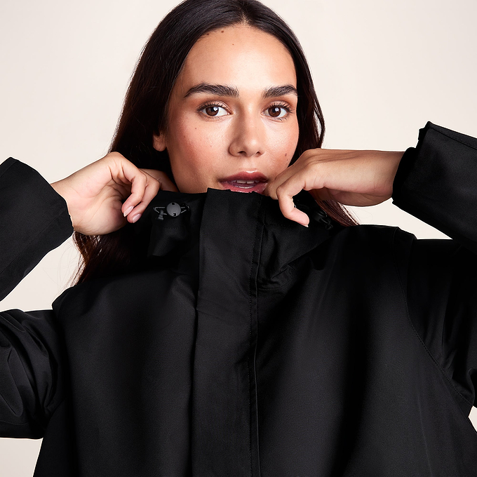 Ari Womens Longline Waterproof Insulated Trench Coat - Black