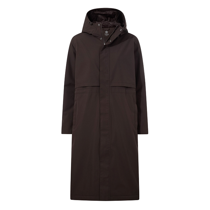 Ari Womens Longline Waterproof Insulated Trench Coat - Chocolate Brown