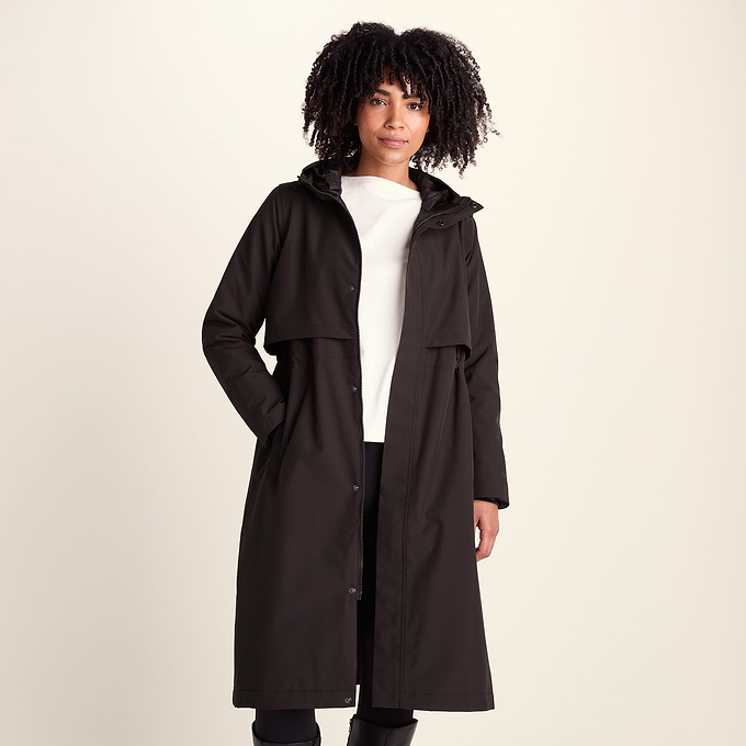 Ari Womens Longline Waterproof Insulated Trench Coat - Chocolate Brown