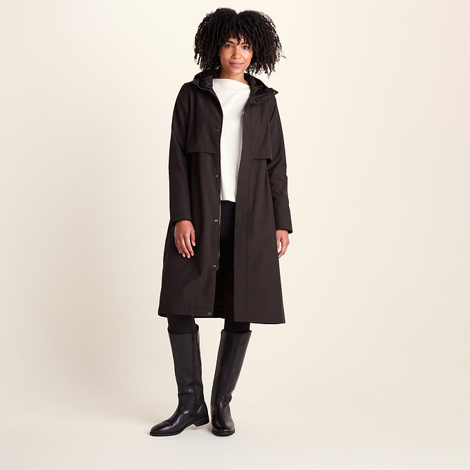 Ari Womens Longline Waterproof Insulated Trench Coat - Chocolate Brown