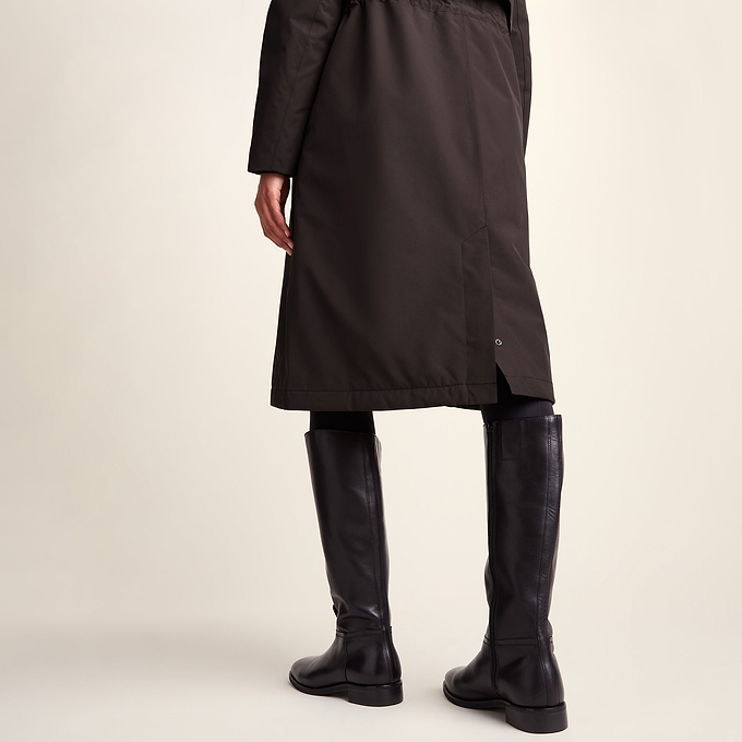 Ari Womens Longline Waterproof Insulated Trench Coat - Chocolate Brown