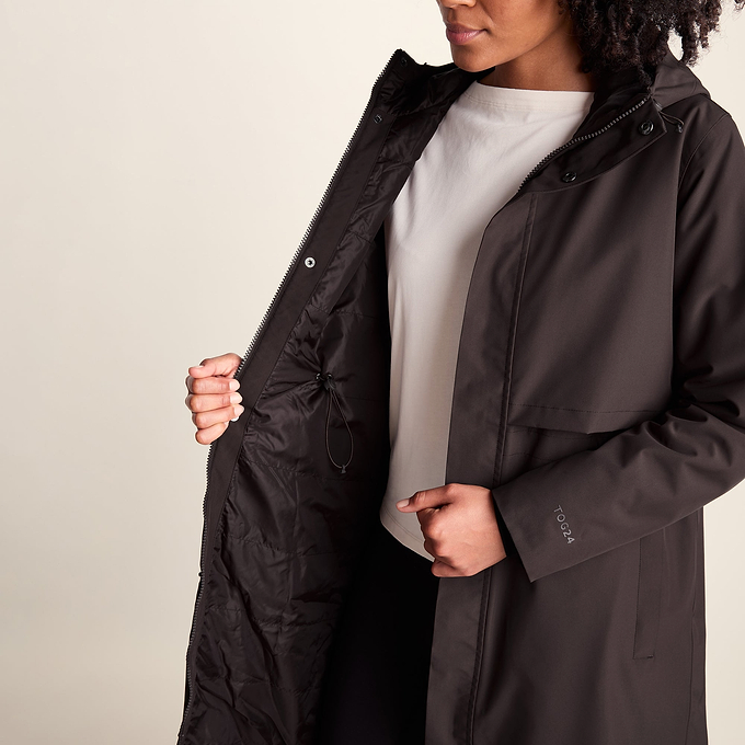 Ari Womens Longline Waterproof Insulated Trench Coat - Chocolate Brown
