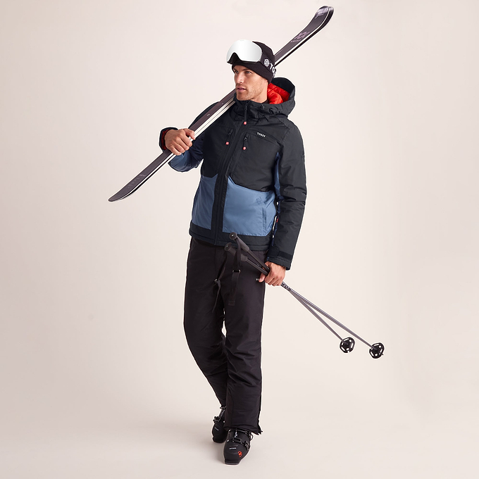 Avoriaz Mens Performance Waterproof Insulated Ski Jacket - Black/Fjord Blue