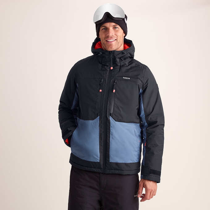 Avoriaz Mens Performance Waterproof Insulated Ski Jacket - Black/Fjord Blue