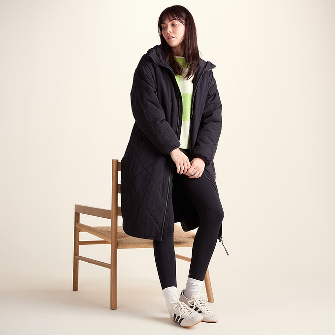 Banton Womens Oversized Shower Resistant Insulated Jacket - Black