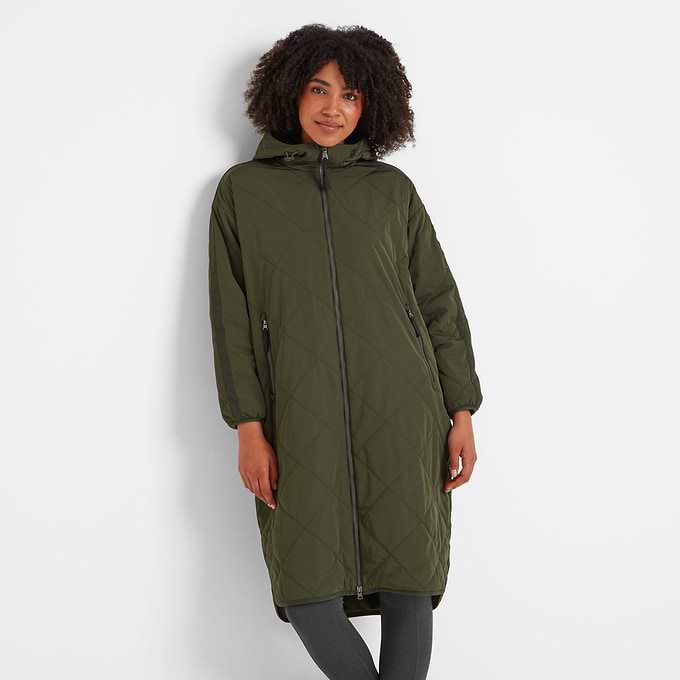 Banton Womens Oversized Shower Resistant Insulated Jacket - Dark Green