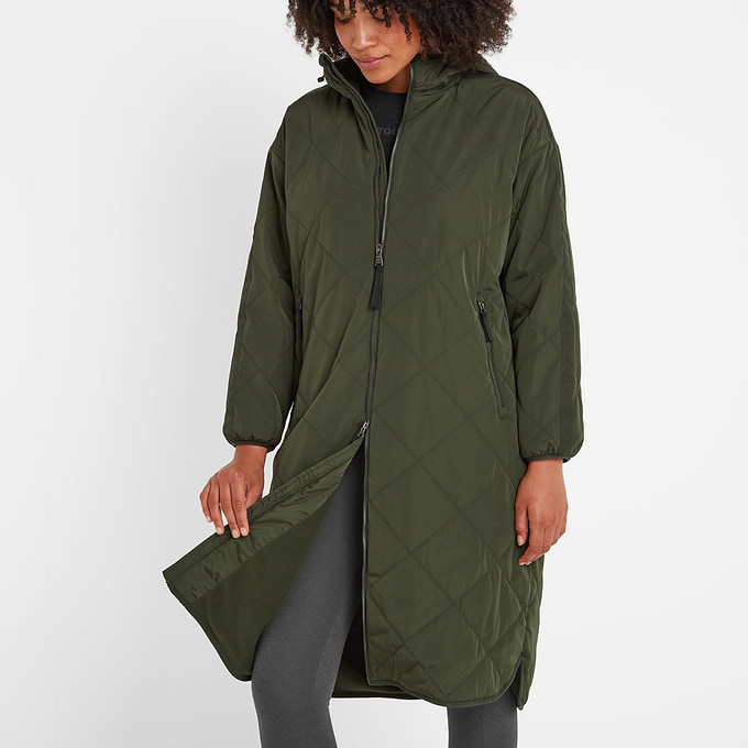 Banton Womens Oversized Shower Resistant Insulated Jacket - Dark Green