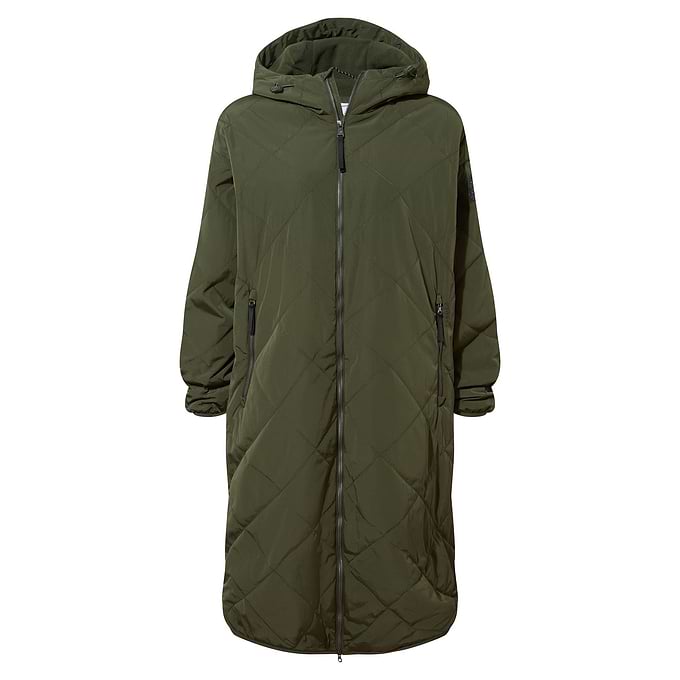 Banton Womens Oversized Shower Resistant Insulated Jacket - Dark Green