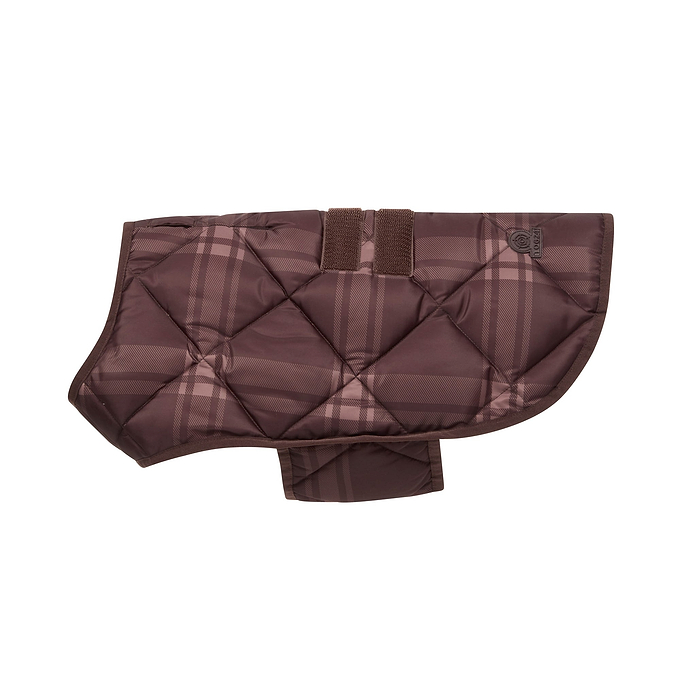 Bark Checked Padded Dog Coat - Chocolate Brown