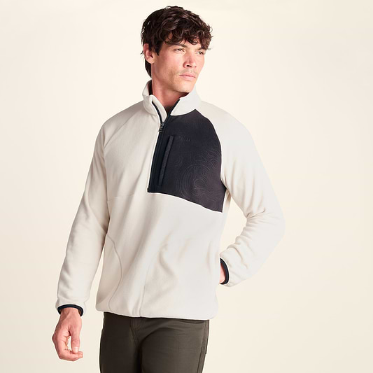 Barker Mens Midweight Microfleece Half Zip Pullover - Buttercream