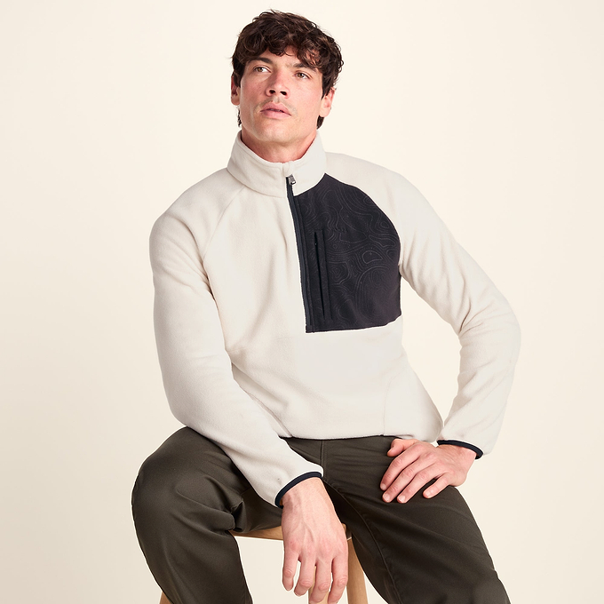 Barker Mens Midweight Microfleece Half Zip Pullover - Buttercream