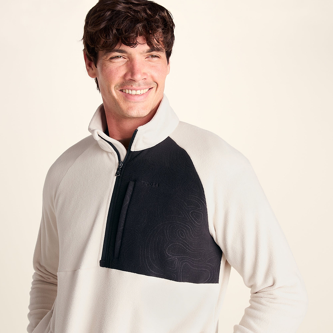 Barker Mens Midweight Microfleece Half Zip Pullover - Buttercream