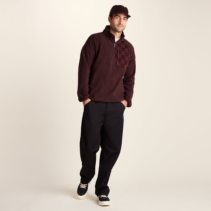 Barker Mens Midweight Microfleece Half Zip Pullover - Deep Brown