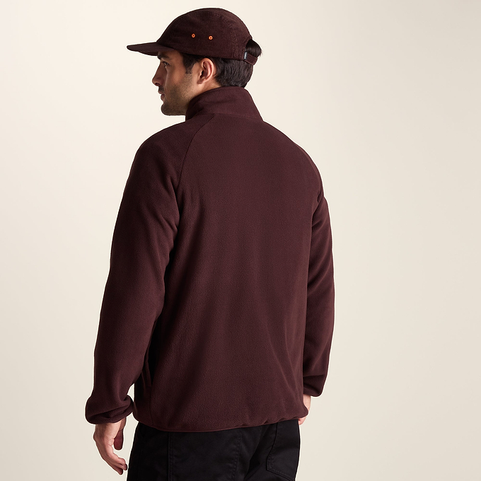Barker Mens Midweight Microfleece Half Zip Pullover - Deep Brown