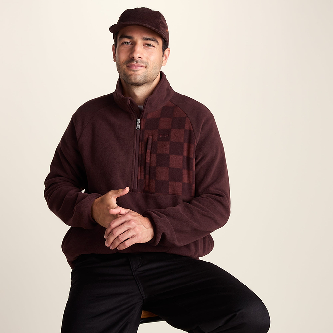 Barker Mens Midweight Microfleece Half Zip Pullover - Deep Brown