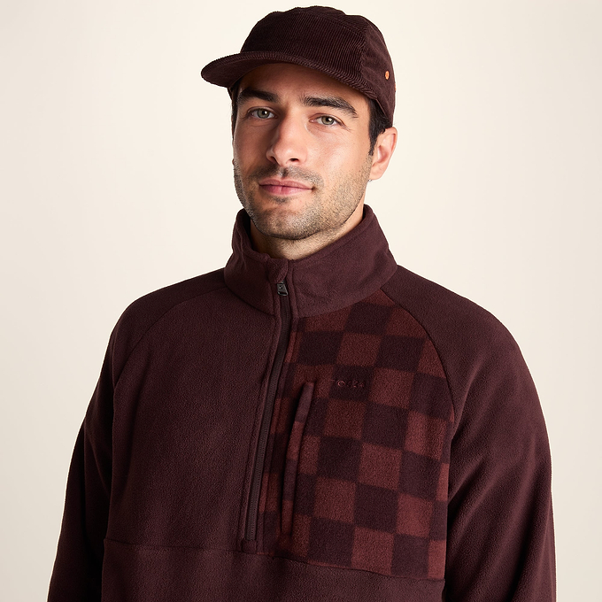 Barker Mens Midweight Microfleece Half Zip Pullover - Deep Brown