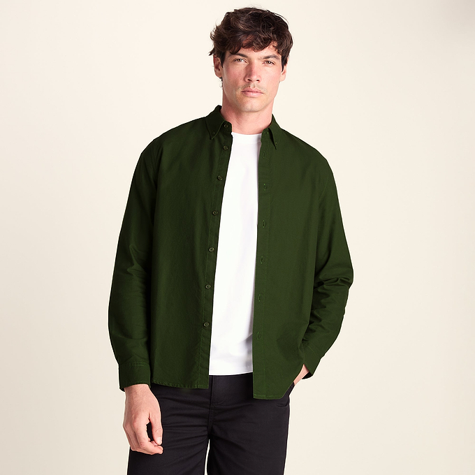 Barry Mens Long Sleeved Cotton Oxford  Shirt - Leaf Green