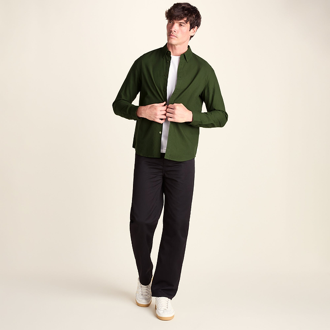 Barry Mens Long Sleeved Cotton Oxford  Shirt - Leaf Green