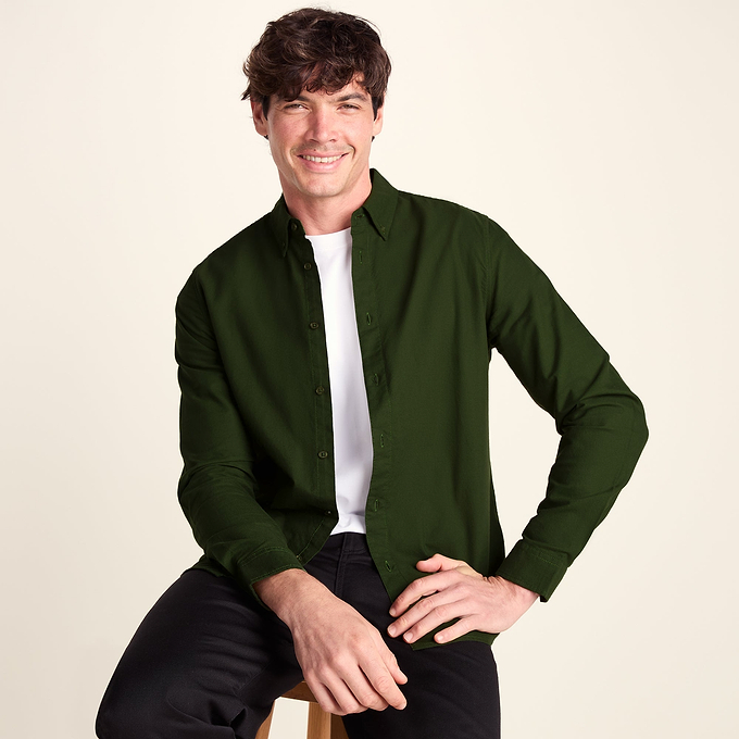 Barry Mens Long Sleeved Cotton Oxford  Shirt - Leaf Green