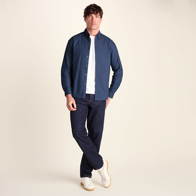 Barry Mens Long Sleeved Cotton Oxford  Shirt - Smokey Blue