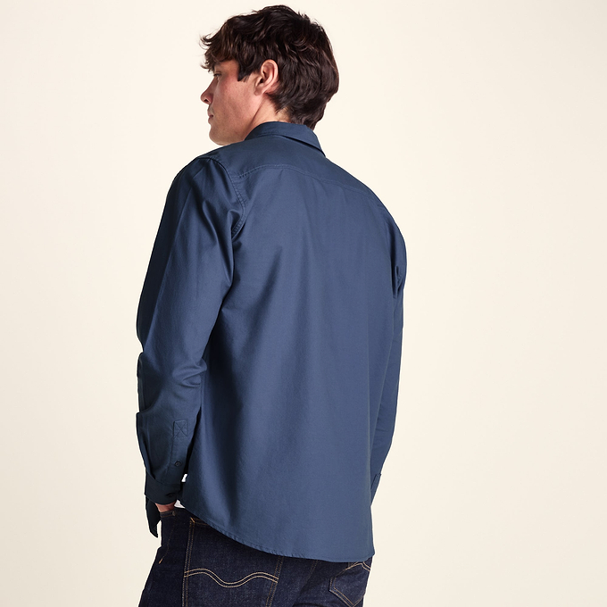Barry Mens Long Sleeved Cotton Oxford  Shirt - Smokey Blue