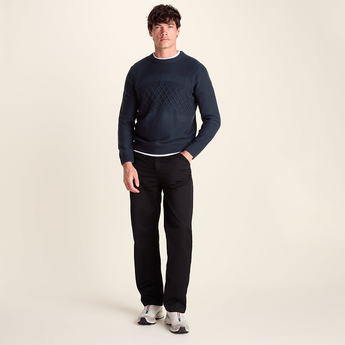 Bart Mens Textured Cable Knit Jumper - Deepest Blue