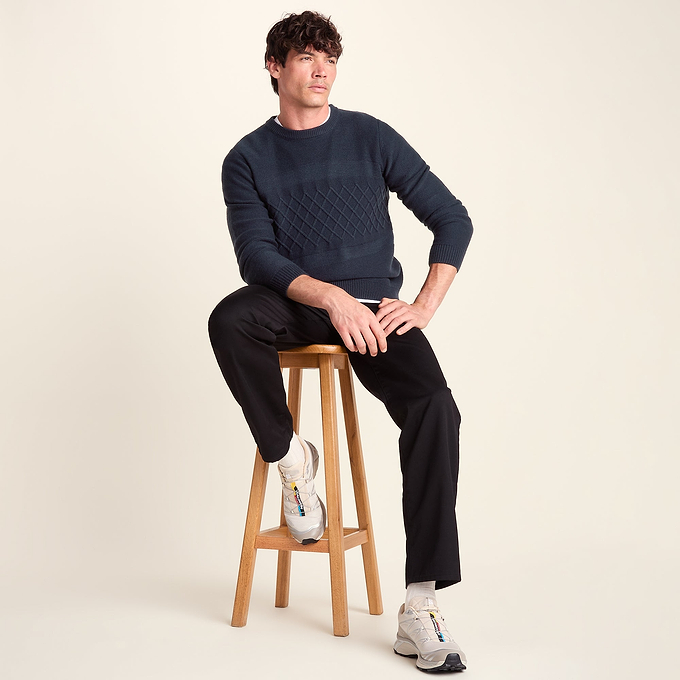 Bart Mens Textured Cable Knit Jumper - Deepest Blue