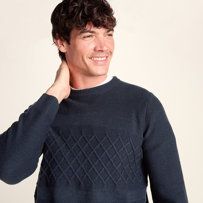 Bart Mens Textured Cable Knit Jumper - Deepest Blue