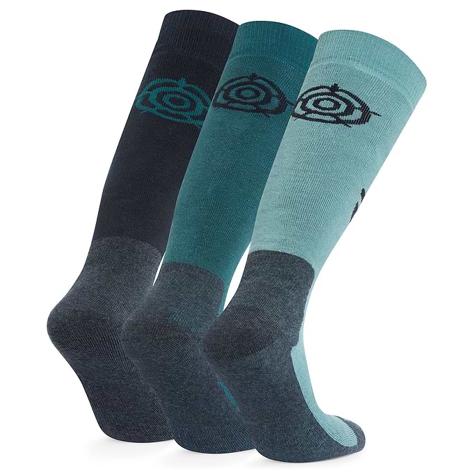 Bergenz 3 Pack Mens Ski Socks - Black/Dark Turquoise/Steel Teal
