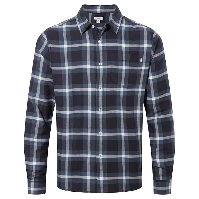 Bertram Mens Long Sleeve Cotton Flannel Shirt - Arctic Blue Check