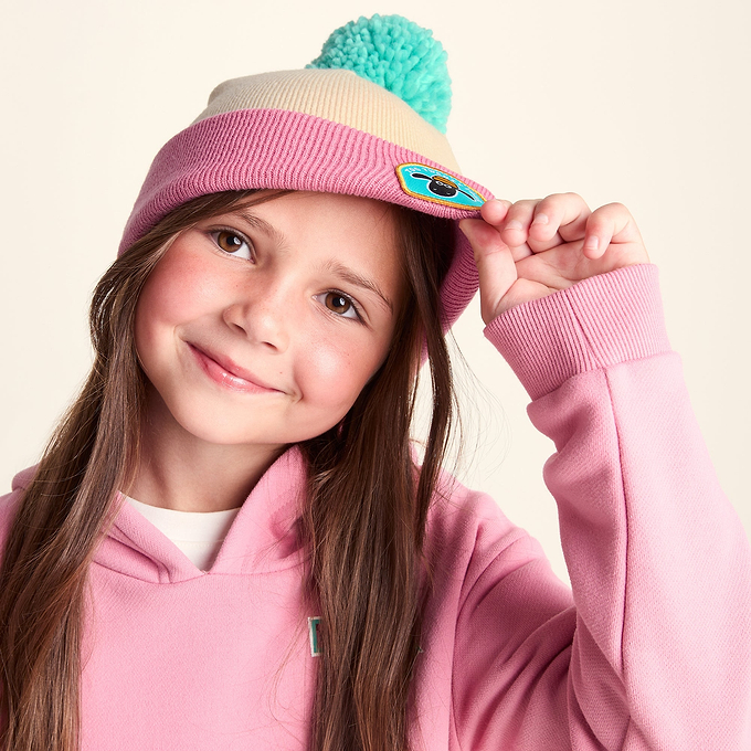 Beulah Shaun the Sheep Kids Knitted Beanie Pom Pom Hat - Woolly/Candyfloss