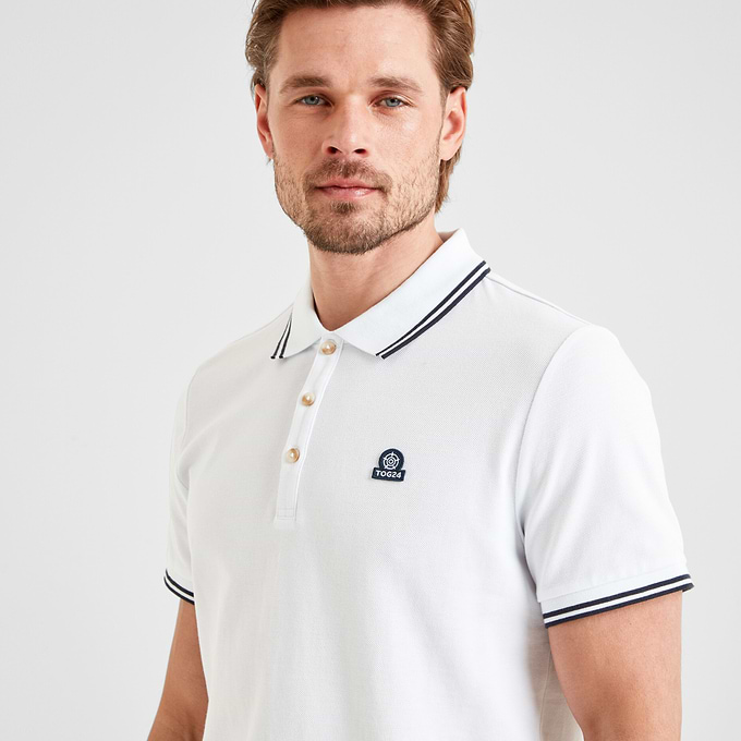 Biston Mens 100% Cotton Pique Polo Shirt - Optic White