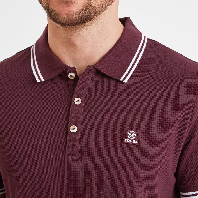 Biston Mens 100% Cotton Pique Polo Shirt - Deep Port