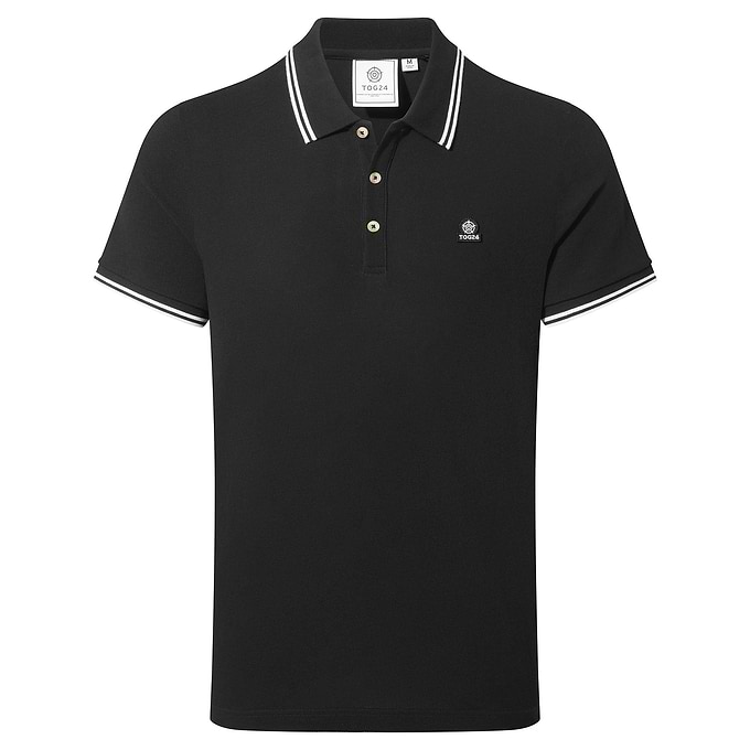 Biston Mens 100% Cotton Pique Polo Shirt - Black