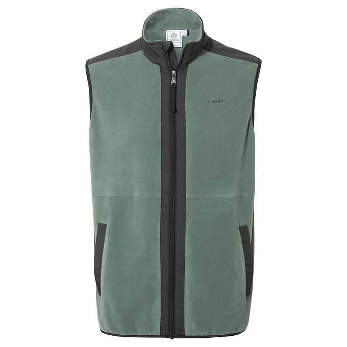 Boltby Mens Relaxed Fit Microfleece Gilet - Black/Light Forest