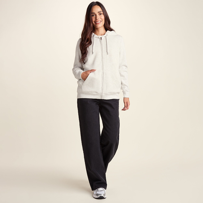 Bradshaw Womens Supersoft Sherpa Lined Zip Hoodie - Ice Grey Melange