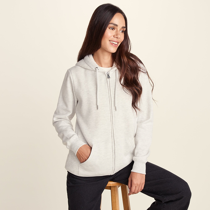 Bradshaw Womens Supersoft Sherpa Lined Zip Hoodie - Ice Grey Melange