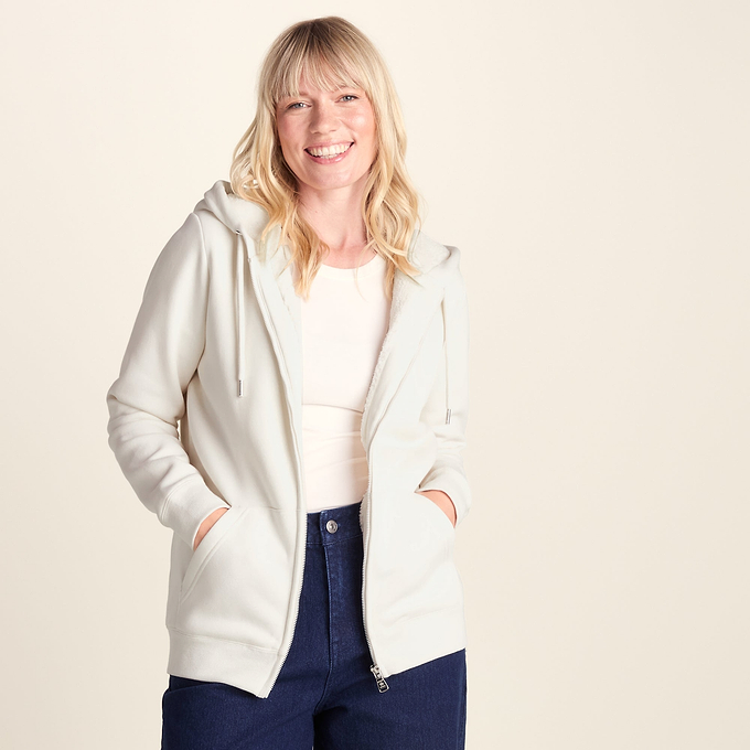 Bradshaw Womens Supersoft Sherpa Lined Zip Hoodie - Vanilla
