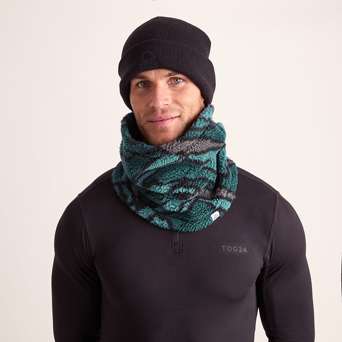 Bramley Snow Tube - Dk Turquoise Abstract Mountain Print