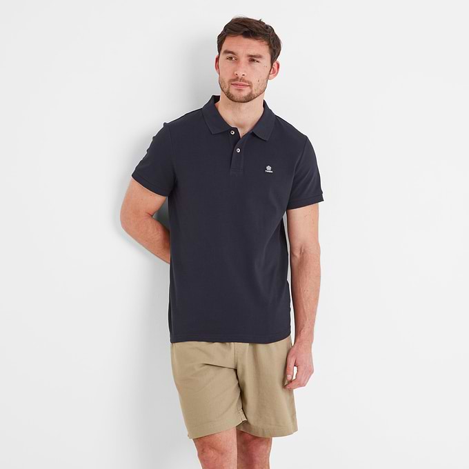 Braunton Mens 100% Cotton Pique Polo Shirt - Dark Indigo