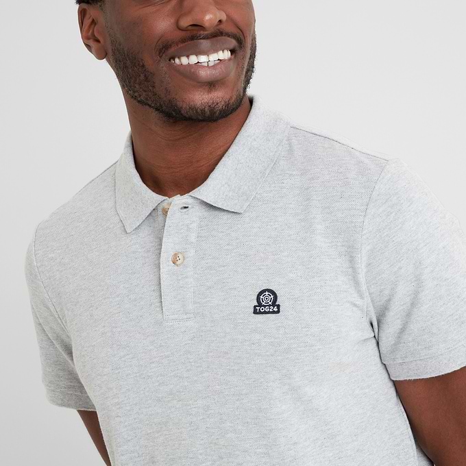 Braunton Mens 100% Cotton Pique Polo Shirt - Light Grey Marl
